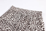 DAXUEN brown and light pink leopard print wide-leg pants