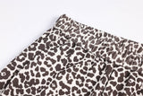 DAXUEN brown and light pink leopard print wide-leg pants