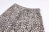 DAXUEN brown and light pink leopard print wide-leg pants