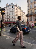 DAXUEN brown and light pink leopard print wide-leg pants — model photo
