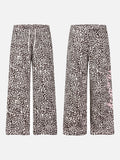 DAXUEN brown and light pink leopard print wide-leg pants