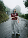 DAXUEN light pink wide-leg leisure pants — model photo