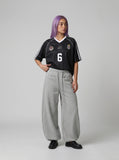 DAXUEN light pink wide-leg leisure pants — model photo