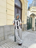 DAXUEN light pink wide-leg leisure pants — model photo