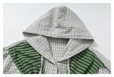 DAXUEN white plaid long-sleeve shirt with hood and animal patch