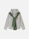 Light Plaid Long-Sleeve Shirt with Hood