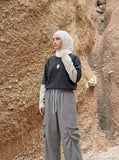 DAXUEN light purple wide-leg cargo pants — model photo