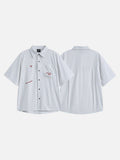 DAXUEN Light-coloured short-sleeved button-down shirt