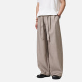 DAXUEN light taupe vertical pinstripe wide-leg trousers