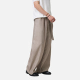 DAXUEN light taupe vertical pinstripe wide-leg trousers