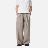 DAXUEN light taupe vertical pinstripe wide-leg trousers