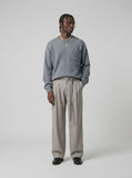 DAXUEN light taupe vertical pinstripe wide-leg trousers — model photo