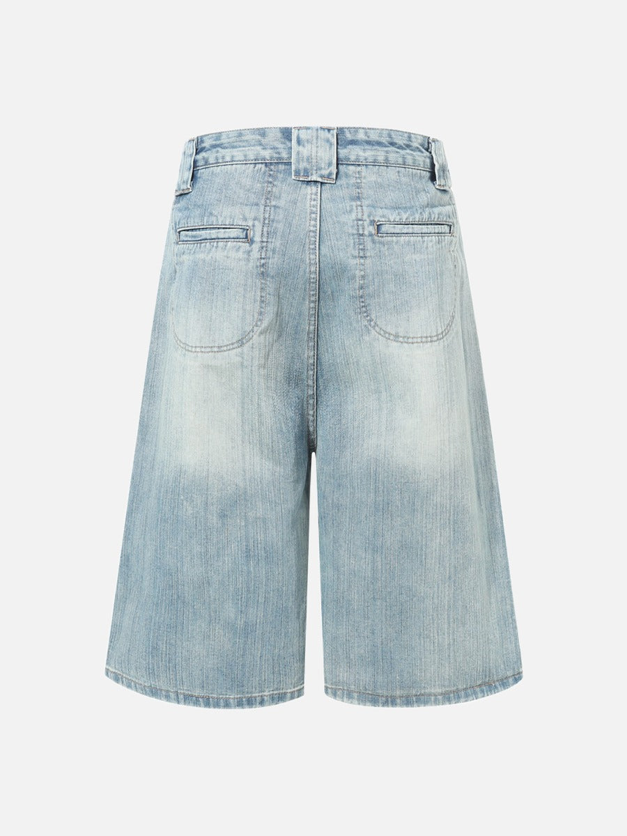 DAXUEN Light wash wide-leg denim culottes
