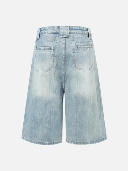 DAXUEN Light wash wide-leg denim culottes