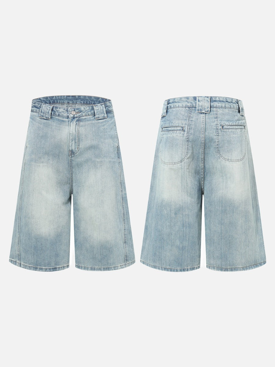DAXUEN Light wash wide-leg denim culottes
