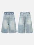 DAXUEN Light wash wide-leg denim culottes