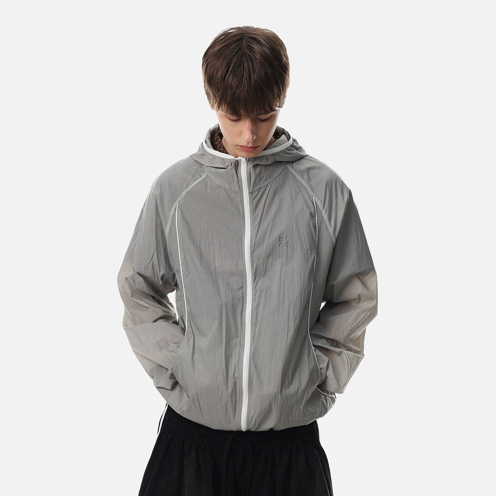 DAXUEN Lightweight hooded jacket in light grey and black