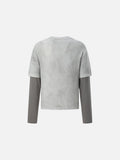DAXUEN Men's distressed long-sleeve t-shirt with layered design