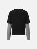 DAXUEN Men's distressed long-sleeve t-shirt with layered design