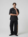 DAXUEN Oversized short-sleeved shirt with dog line art