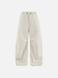 Linen Wide-Leg Drawstring Pants in Khaki