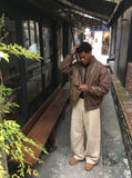 DAXUEN khaki wide-leg drawstring pants — model photo