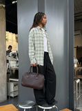 DAXUEN khaki wide-leg drawstring pants — model photo