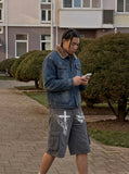 DAXUEN Loose-fitting cargo shorts with distressed graphics — model photo