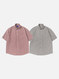DAXUEN Loose-fit short-sleeve checkered button-up shirt