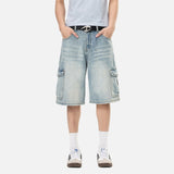DAXUEN Men's loose-fit denim cargo shorts
