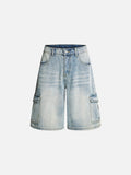 DAXUEN Men's loose-fit denim cargo shorts