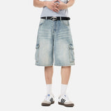 DAXUEN Men's loose-fit denim cargo shorts