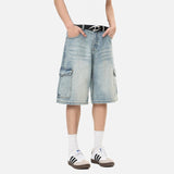 DAXUEN Men's loose-fit denim cargo shorts
