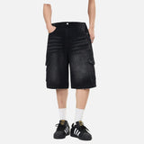 DAXUEN Men's loose-fit denim cargo shorts