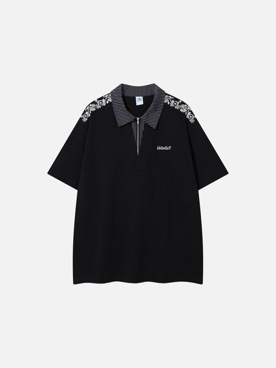 DAXUEN Loose-fitting short-sleeved polo shirt with embroidery