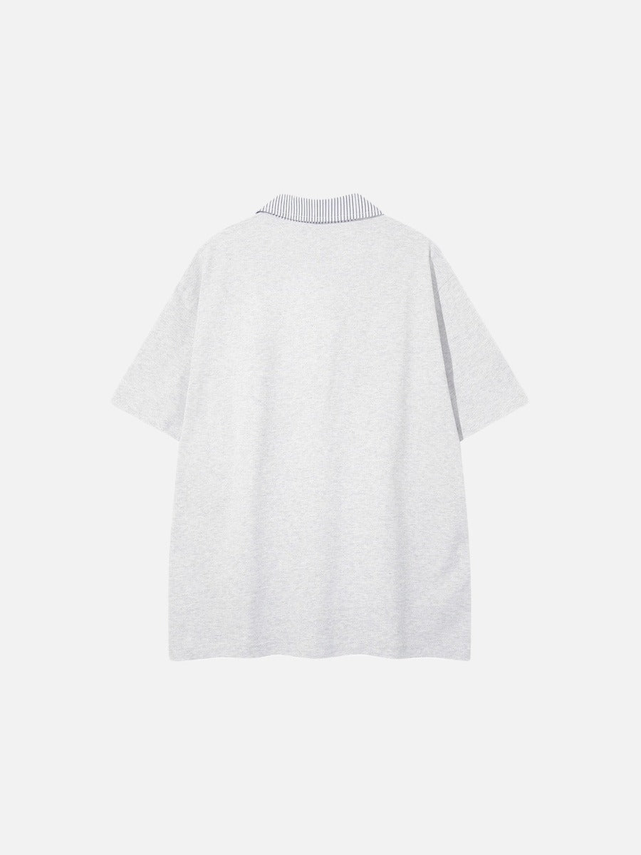 DAXUEN Loose-fitting short-sleeved polo shirt with embroidery