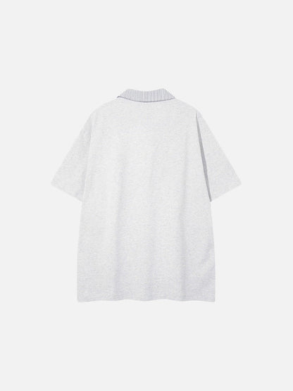 DAXUEN Loose-fitting short-sleeved polo shirt with embroidery