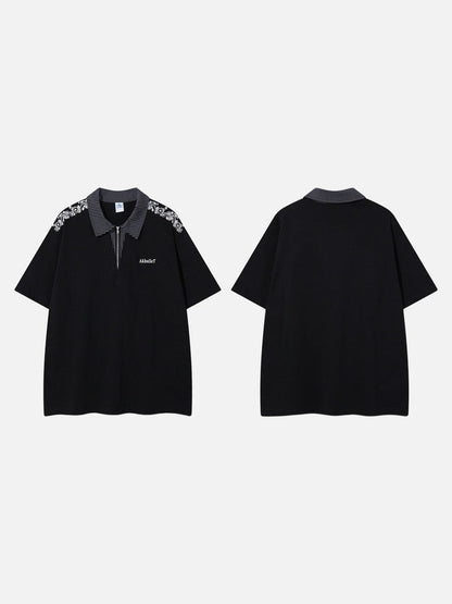 DAXUEN Loose-fitting short-sleeved polo shirt with embroidery