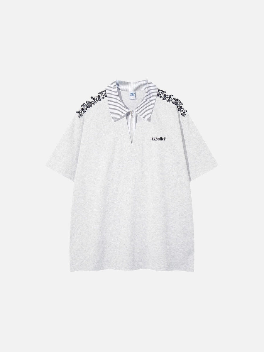 DAXUEN Loose-fitting short-sleeved polo shirt with embroidery