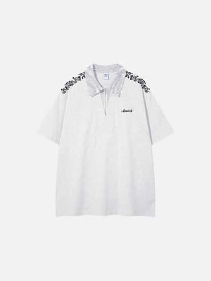 DAXUEN Loose-fitting short-sleeved polo shirt with embroidery