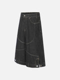DAXUEN Wide-leg denim shorts with embroidery and contrasting stitching