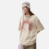 DAXUEN white oversized human head silhouette graphic tee