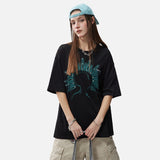 DAXUEN white oversized human head silhouette graphic tee