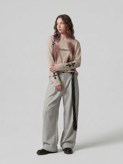 DAXUEN Luxhaven Gothic Cross Long Sleeve Top — model photo