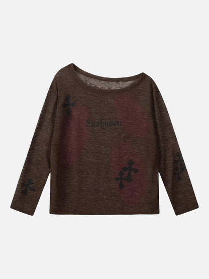 DAXUEN Luxhaven Gothic Cross Long Sleeve Top