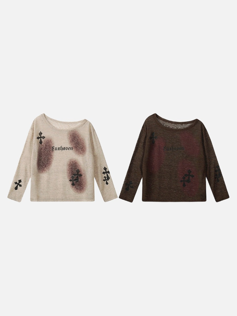 DAXUEN Luxhaven Gothic Cross Long Sleeve Top