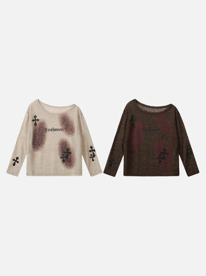 DAXUEN Luxhaven Gothic Cross Long Sleeve Top