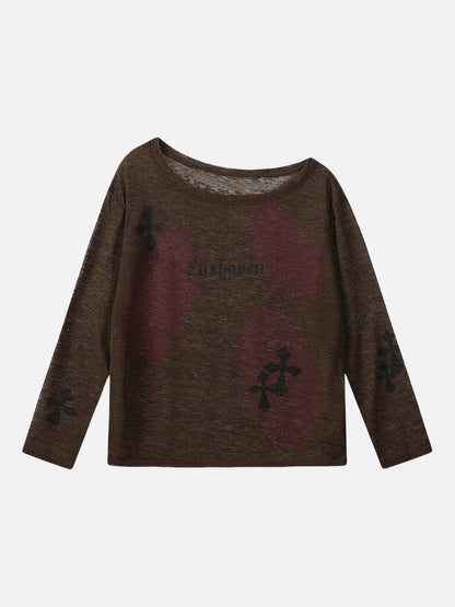DAXUEN Luxhaven Gothic Cross Long Sleeve Top