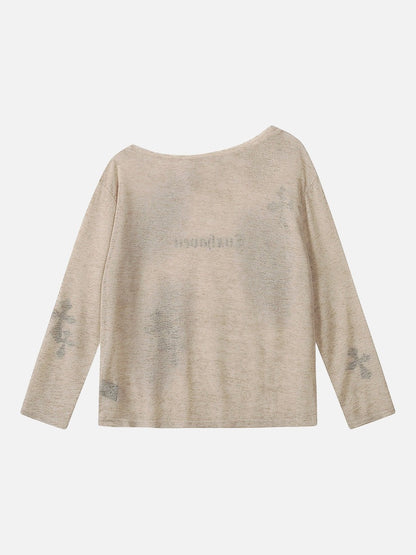DAXUEN Luxhaven Gothic Cross Long Sleeve Top