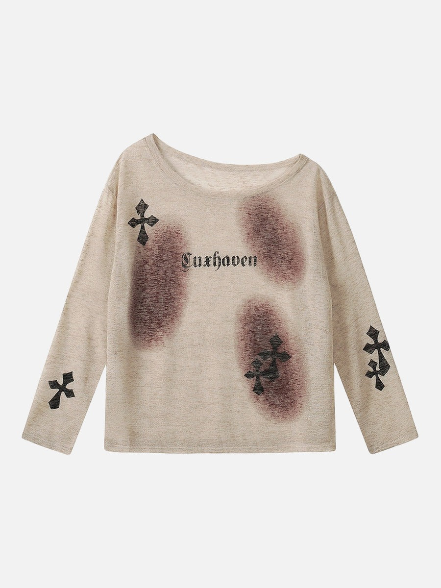 DAXUEN Luxhaven Gothic Cross Long Sleeve Top